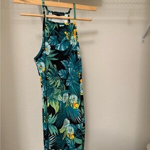 Boston Proper Green and Yellow Leaf Print Dress